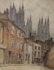 Edward Leslie Badham (1873-1944), Cathedral town street scene, signed, watercolour                                                                                                                                          