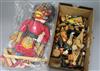 An Indian carved and painted wood and cloth string puppet and sundry decorative items,                                                 