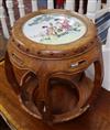 A Chinese hardwood porcelain inset stool W.40cm                                                                                        