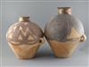 Two Chinese terracotta two handled jars, Neolithic period or later, H.32.5cm and 40cm                                                  