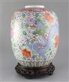 A large Chinese famille rose 'dragon' vase, Republic period, height 33.2cm excl. wood stand                                            