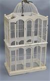 A white painted wooden bird cage H.77cm                                                                                                