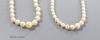 Two single strand graduated cultured pearl necklaces, one with 14k white metal clasp,45cm, the other with 9ct white metal clasp, 40cm.                                                                                      