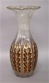 An overlaid etched and gilded glass vase height 35cm                                                                                   