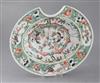 A Chinese export famille verte oval barber's bowl, Kangxi period, width 35.5cm, faults                                                 