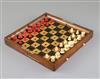A Jaques & Son In Statu Quo mahogany and boxwood travelling chess set,                                                                 