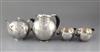 A 1930's Johan Rohde for Georg Jensen four-piece planished sterling silver horn-handled tea service, design no. 533A/B, gross 44.5     