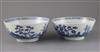 A pair of Chinese Nanking cargo blue and white bowls, Qianlong period, diameter 19cm                                                   