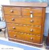 A victorian mahogany chest of two short and three long drawers, 114 cm high, 112 cm wide, 49 cm deep                                                                                                                        