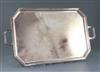 A 1970's silver two handled tea tray by Garrards & Co Ltd, 97 oz.                                                                      