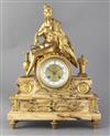 A 19th century French ormolu mounted Sienna marble mantel clock, height 17.75in.                                                       