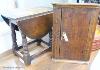 19th century oak corner cupboard, 55 cm high and oak drop side table, 49.5 cm long                                                                                                                                          