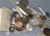 A small collection of English silver and other coins and sundries,                                                                     