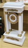 A white marble mantel clock width 27cm height 52cm                                                                                     