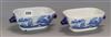 A pair of Turner patent blue and white tureens, c.1800 Length 18cm                                                                     