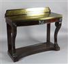 A Regency brass inset rosewood bowfront console table, attributed to George Oakley, W.4ft 2in. D.1ft 10in. H.3ft 6in.                  