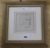 Winifred Knights (1899-1947), Portrait study circa 1920, label verso, pencil, 11.5cm square                                            