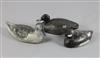 Three 19th century American folk art carved wood decoy ducks,                                                                          