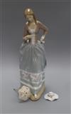 A Lladro figure of a lady with a parasol and a hat height 42cm                                                                         
