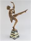 Janloz. A French Art Deco bronze figure of a dancing woman, height 17.75in.                                                            