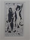 Eric Gill (1882-1940), 'Nature and Nakedness' (The Artist and the Mirror), 1930, wood engraving, 13.5 x 7.5cm                          