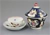 A Worcester sugar bowl and cover and an Astley/Harvest bug tea bowl and saucer, c.1770-5,                                              