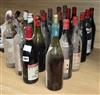 Twenty one assorted wines, beaujolais, Chateauneuf etc- poor levels                                                                    