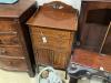 An Edwardian satinwood banded mahogany music cabinet, width 53cm, depth 38cm, height 115cm                                                                                                                                  