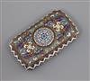 A late 19th century Russian 88 zolotnik silver and polychrome cloisonne enamel cigarette case by A. Ovchinnikov, gross 120 grams.      