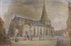 G. de Paris, watercolour, Uckfield Church, Sussex 1888, signed 32 x 49cm, unframed                                                     