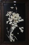 A Japanese panel with carved ivory flowers 107 x 70cm                                                                                  