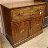 A George III mahogany and later marquetry secretaire cabinet W.119cm                                                                   