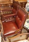 A pair of Victorian oak library chairs                                                                                                 