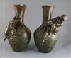 After Auguste Moreau. A pair of bronzed pewter figural vases, 15in.                                                                    