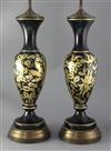 A pair of Bohemian gilt glass table lamps, overall height 35in.                                                                        