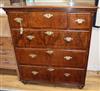 A George III walnut chest of drawers, on bun feet W.101cm                                                                              