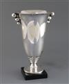 An Art Deco silver plated table lamp, in the manner of Luc Lanel, 11.75in.                                                             