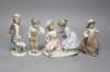 A Lladro figure, height 20cm, and three Nao figures                                                                                                                                                                         