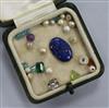 A small quantity of assorted mainly unmounted gemstones including a diamond.                                                           