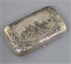 A late 19th century Russian 84 zolotnik silver and niello cigarette case, gross 155 grams.                                             