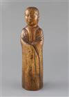 A Chinese wood figure of a sage or scholar, Qing dynasty, H.26cm                                                                       