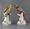 A pair of large German porcelain models of parrots, late 19th century, H. 40.5 and 42cm                                                