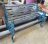 A painted aluminium slatted garden bench, in need of restoration, width 125cm                                                                                                                                               