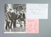 The Beatles, a set of four autographs on pink paper and a contemporary promotional photo signed by George Harrison, early 1960s, Paper 11 x 9.5 cm, photo 21.5 x16 cm                                                       