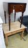 A Victorian mahogany drop leaf work table and a pine side table                                                                                                                                                             