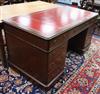 A Victorian mahogany pedestal desk, fitted nine small drawers W.151cm                                                                  