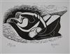 Eileen Agar, woodcut, 'The Embrace', 11 x 17.5cm, unframed                                                                             