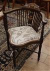 An Edwardian marquetry corner chair                                                                                                    