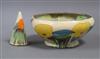 A Clarice Cliff Oranges and Lemons conical salt and bowl (a.f.) Bowl 14cm diameter                                                     