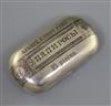 A 19th century Russian 84 zolotnik silver and niello ovoid cigarette case, gross 104 grams.                                            